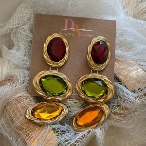 Ruby Tri-colored Drop Earrings